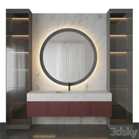 Marble red bathroom